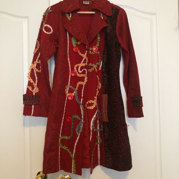 Red Jacket with Threading Designs, Size S - Picture 1 of 5